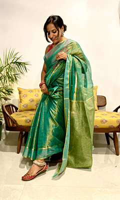 Chanderi Tissue Silk Dark Green