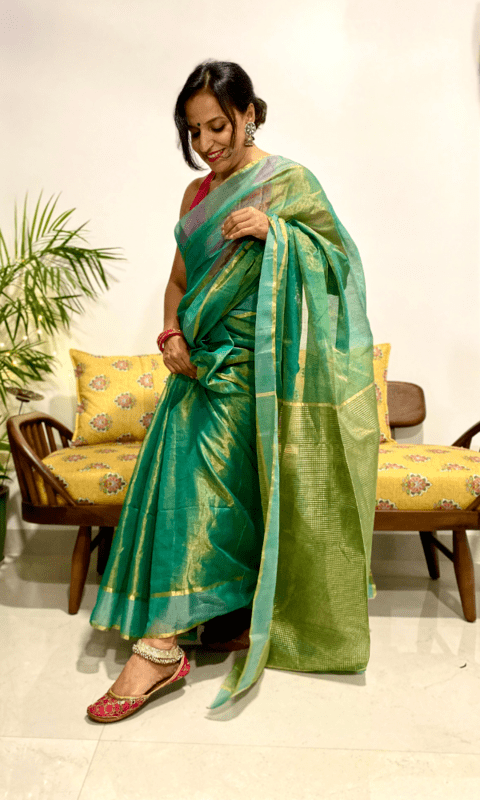 Chanderi Tissue Silk Dark Green Chanderi Tissue Silk Dark Green