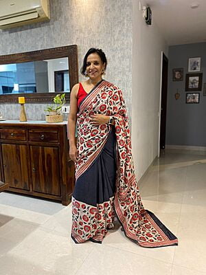 GREY AND OFF WHITE HAND EMBROIDERED KANTHA SILK SAREE