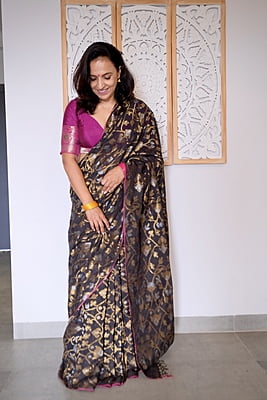 BLACK MUL TISSUE JAMDANI SAREE