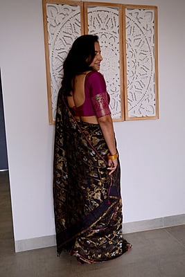 BLACK MUL TISSUE JAMDANI SAREE