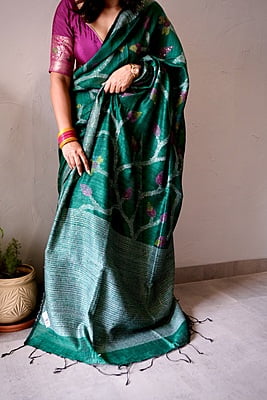 BOTTLE GREEN SILK MATKA