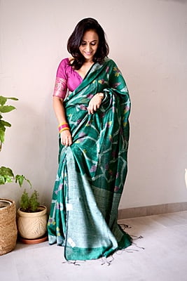 BOTTLE GREEN SILK MATKA