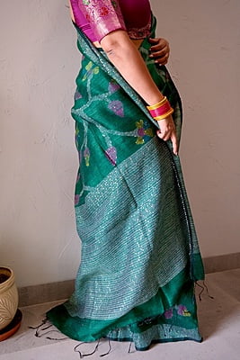 BOTTLE GREEN SILK MATKA