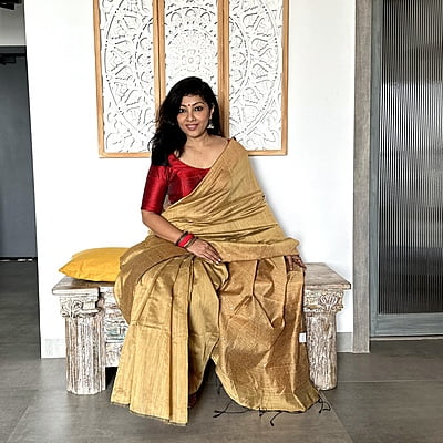 Cotton Silk saree with Woven Border - Beige