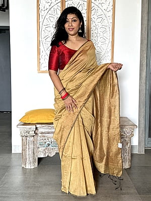 Cotton Silk saree with Woven Border - Beige