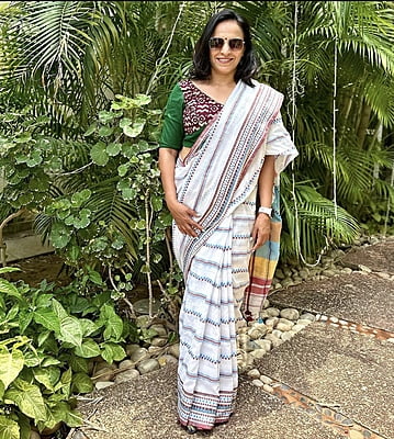 PURE HANDLOOM KHADI COTTON BEGUMPURI SAREE WHITE