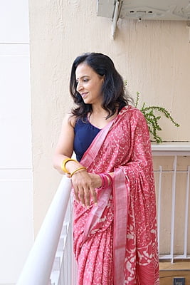 HANDBLOCK PRINT KHADI LINEN SAREE – PINK HANDBLOCK PRINT KHADI LINEN SAREE – PINK