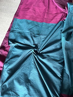 Khadi Cotton Contrast Pallu Saree - Purple with Teal Khadi Cotton Contrast Pallu Saree - Purple with Teal
