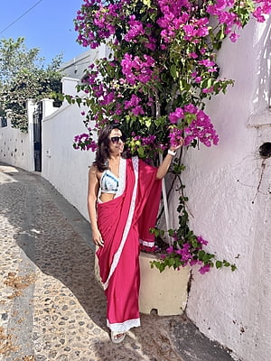 Pink Mulmul Saree with Crochete Lace Border Pink Mulmul Saree with Crochete Lace Border