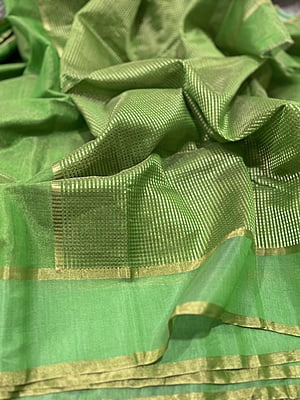 PARROT GREEN TISSUE CHANDERI SILK SAREE