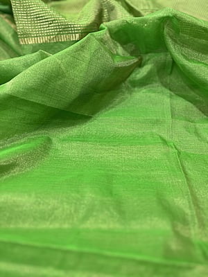 PARROT GREEN TISSUE CHANDERI SILK SAREE