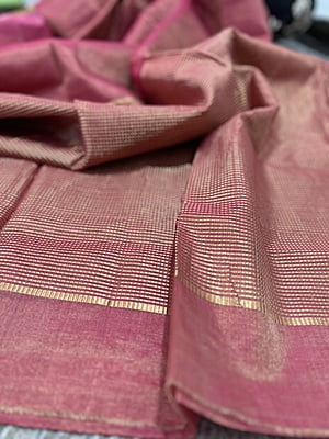 PINK TISSUE CHANDERI SILK SAREE