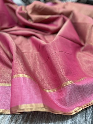 PINK TISSUE CHANDERI SILK SAREE
