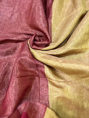 YELLOW AND RED KHADI TISSUE SAREE