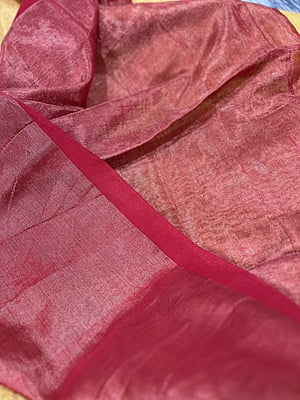 YELLOW AND RED KHADI TISSUE SAREE