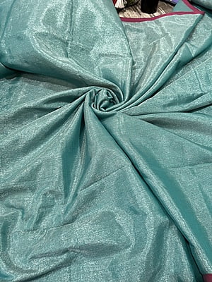 FIROZI AND PINK KHADI TISSUE SAREE