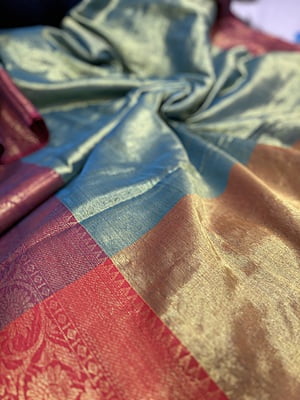 FIROZI MUL TISSUE WITH ZARI BORDER FIROZI MUL TISSUE WITH ZARI BORDER