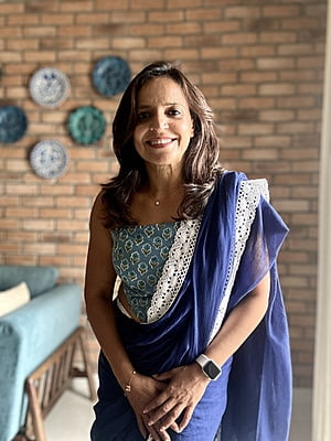 Navy Blue Mulmul Saree with Crochete Border