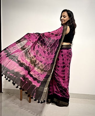 PURE LINEN SHIBORI DYED SAREE PURE LINEN SHIBORI DYED SAREE