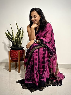 PURE LINEN SHIBORI DYED SAREE PURE LINEN SHIBORI DYED SAREE