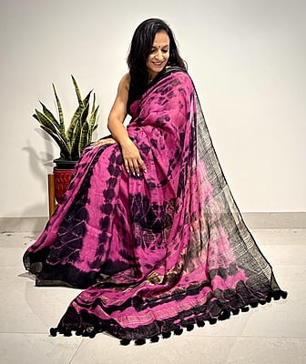 PURE LINEN SHIBORI DYED SAREE PURE LINEN SHIBORI DYED SAREE