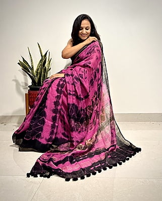 PURE LINEN SHIBORI DYED SAREE PURE LINEN SHIBORI DYED SAREE