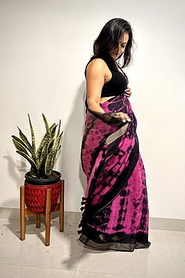 PURE LINEN SHIBORI DYED SAREE PURE LINEN SHIBORI DYED SAREE