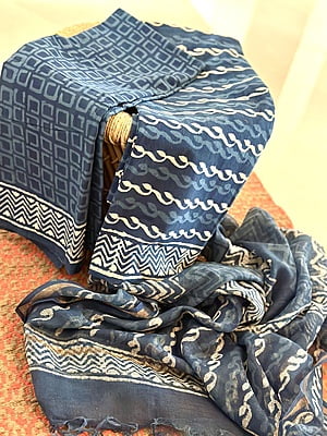INDIGO COTTON HANDBLOCK PRINT KOTA DUPATTA SET