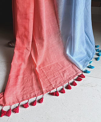 Sky Blue Tie Dye Mulmul Cotton Saree