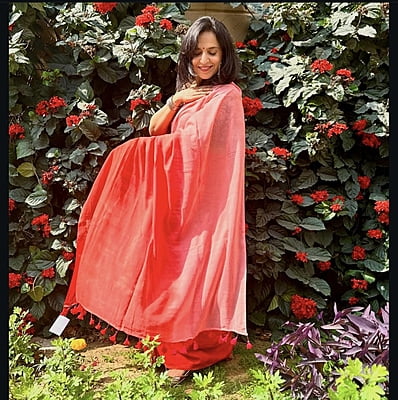 Rust Tie Dye Mulmul Cotton Saree