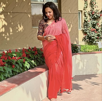 Rust Tie Dye Mulmul Cotton Saree