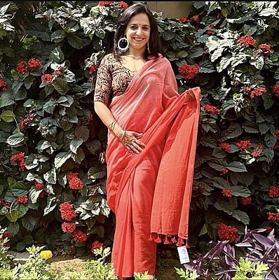 Rust Tie Dye Mulmul Cotton Saree