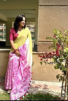 Pink Shibori Tie Dye Mulmul Cotton Saree