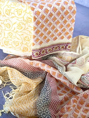 LEMON YELLOW & MUSTARD COTTON HANDBLOCK PRINT KOTA DUPATTA SET