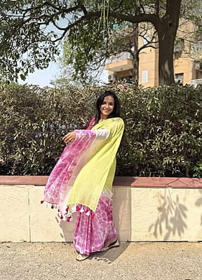 Pink Shibori Tie Dye Mulmul Cotton Saree