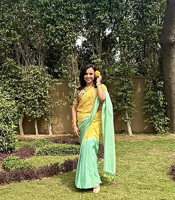 Green Tie Dye Mulmul Cotton Saree