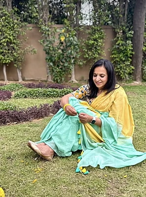 Green Tie Dye Mulmul Cotton Saree