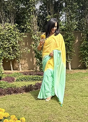 Green Tie Dye Mulmul Cotton Saree