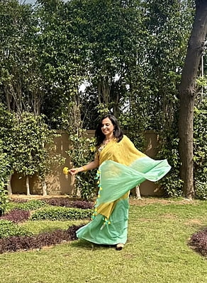 Green Tie Dye Mulmul Cotton Saree