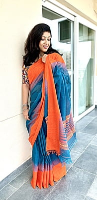 PURE HANDLOOM COTTON WITH WOVEN MOTIFS ON PALLU AND BLOUSE PIECE PURE HANDLOOM COTTON WITH WOVEN MOTIFS ON PALLU AND BLOUSE PIECE