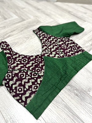 PURE SANGUDI COTTON NON PADDED BLOUSE WITH BATIK DETAILING