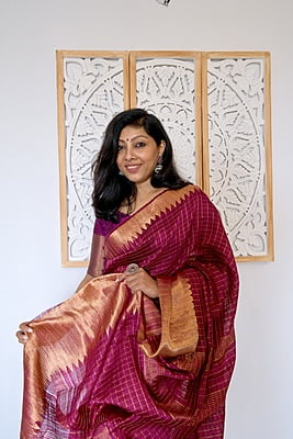 PURPLE SILK LINEN ZARI SAREE PURPLE SILK LINEN ZARI SAREE
