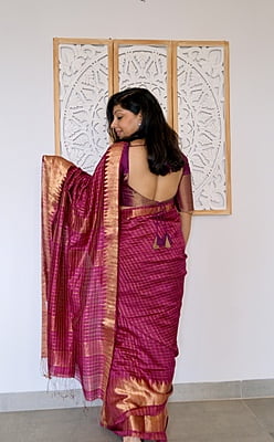 PURPLE SILK LINEN ZARI SAREE PURPLE SILK LINEN ZARI SAREE