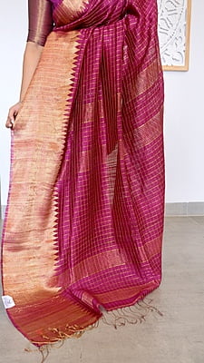 PURPLE SILK LINEN ZARI SAREE PURPLE SILK LINEN ZARI SAREE