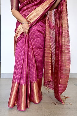 PURPLE SILK LINEN ZARI SAREE PURPLE SILK LINEN ZARI SAREE