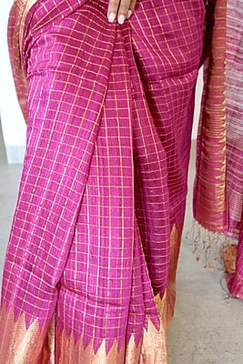 PURPLE SILK LINEN ZARI SAREE PURPLE SILK LINEN ZARI SAREE