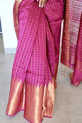 PURPLE SILK LINEN ZARI SAREE PURPLE SILK LINEN ZARI SAREE