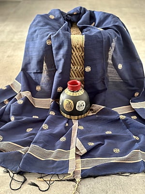 PURE HANDLOOM DUPATTA - NAVY BLUE PURE HANDLOOM DUPATTA - NAVY BLUE