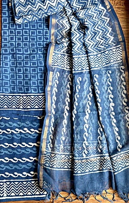 INDIGO COTTON HANDBLOCK PRINT KOTA DUPATTA SET